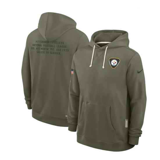 Men Pittsburgh Steelers Black 2025 Salute To Service Pullover Hoodie